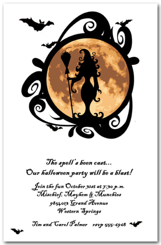 Full Moon Witching Hour Halloween Invitations from TheInvitationShop.com