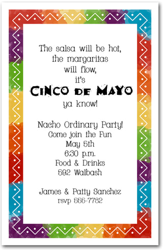 Zigzag Mexican Fiesta Party Invitations - great for Cinco de Mayo Party - from TheInvitationShop.com