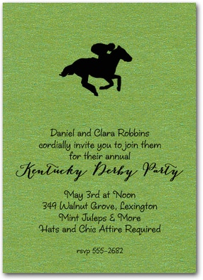 Racing Horse on Shimmery Green Invitations