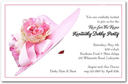 Floral Pink Derby Hat Kentucky Derby Party Invitations from TheInvitationShop.com
