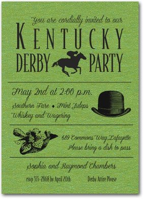 Shimmery Green Derby Day Party Invitations - Come see our entire collection