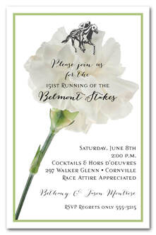 White Carnation Belmont Stakes Party Invitations