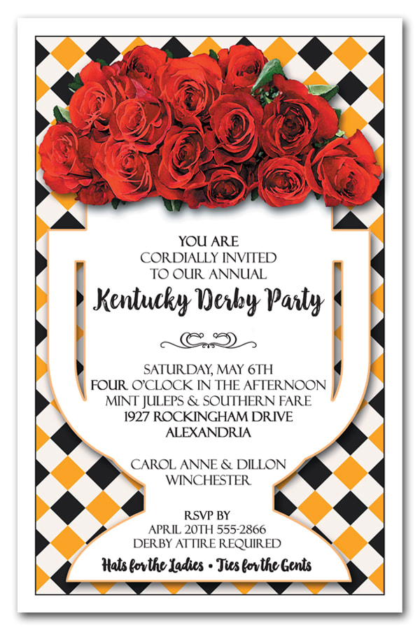 Vase of Roses on Diamonds Kentucky Derby Party Invitations - Come see our entire collection!