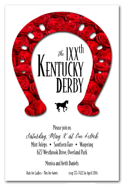 Rose Covered Horseshoe Kentucky Derby Party Invitations - Come see our entire collection!