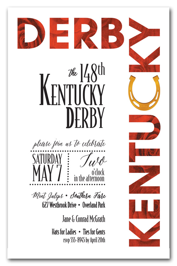 Roses and Horseshoe Kentucky Derby Party Invitations from TheInvitationShop.com