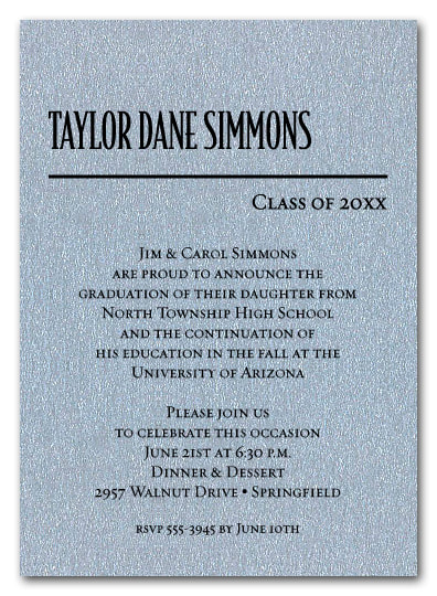 Classic Graduation Invitations and Announcements  on Shimmery Paper with Matching Envelopes - Available in several colors from TheInvitationShop.com