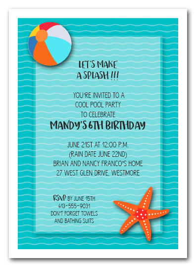 Splish Splash Waves Swim Party Invitations | Come see all our party invitations for all occasions