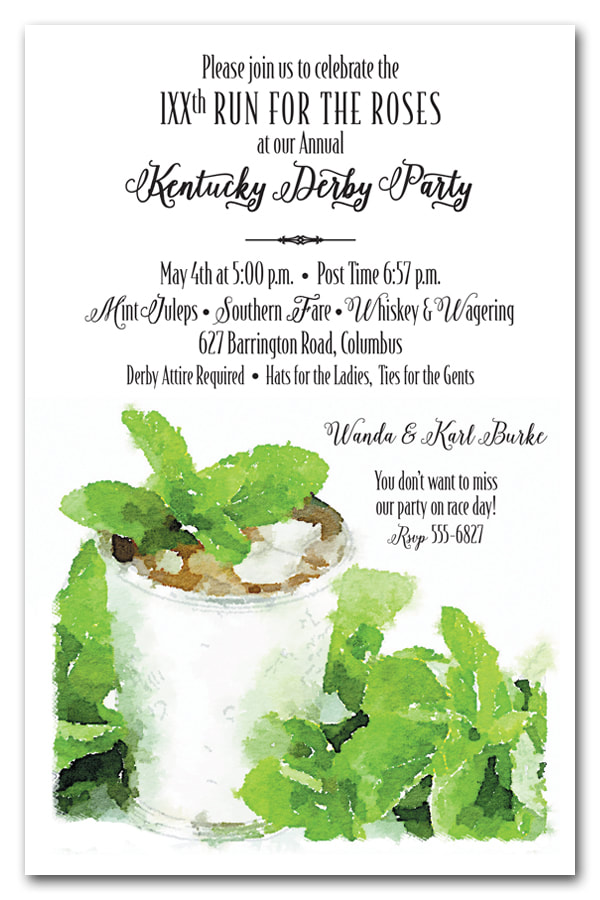 Sprigged Mint Julep Kentucky Derby Party Invitations - Come see our entire collection