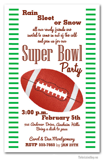 Stripes and Football Super Bowl Invitations