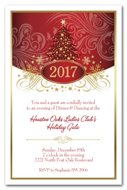 Swirled Red Christmas Tree Invitations