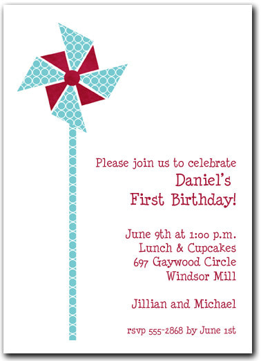 Teal Circles & Red Pinwheel Party Invitations (also available in Hot Pink) | Shop all our Summer Party Invitations!